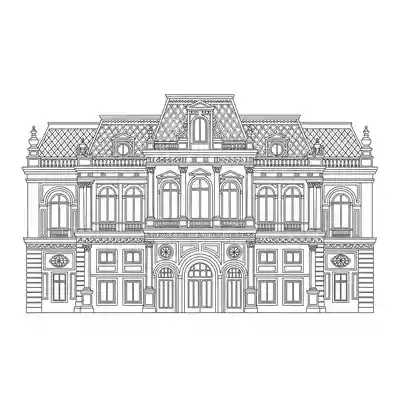 Historic Palace Architecture Coloring Page (2)