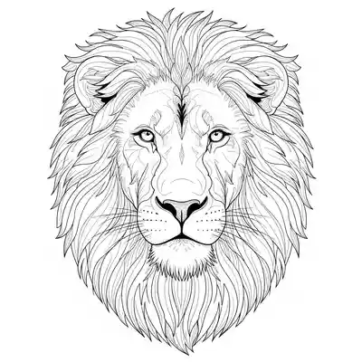 Intricate Lion Portrait Coloring Page (1)