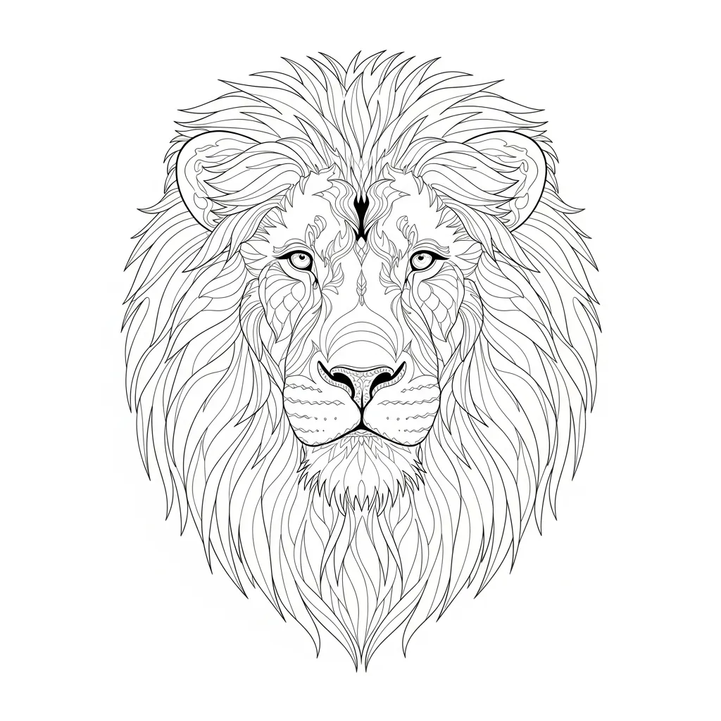 Intricate Lion Portrait Coloring Page (2)