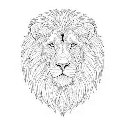 Intricate Lion Portrait Coloring Page (2)