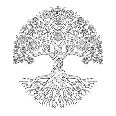 Intricate Tree of Life Coloring Page (2)