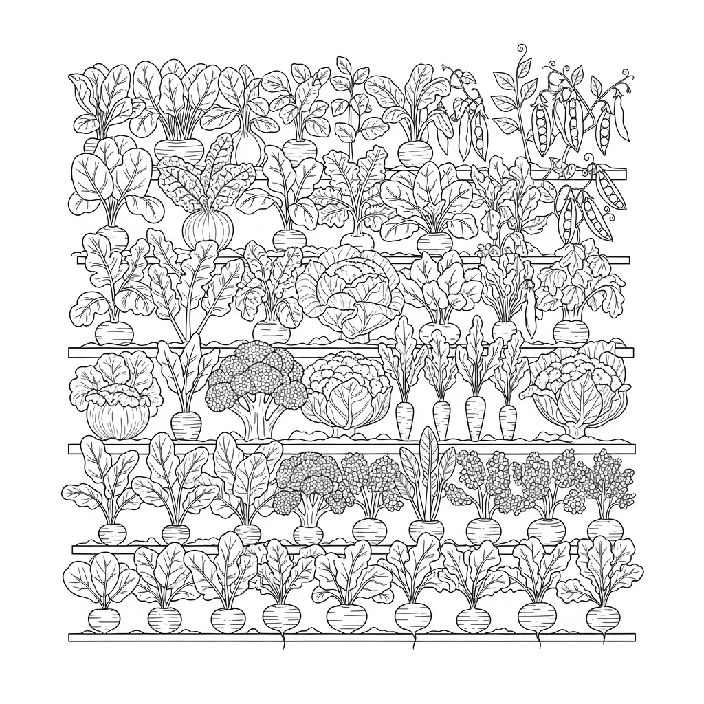Intricate Vegetable Garden Coloring Page (1)