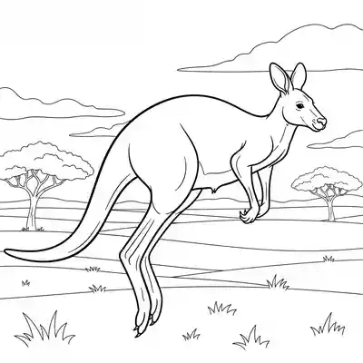 Kangaroo Hopping Across Grassy Outback Landscape (3)