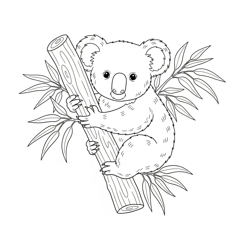 Koala Clinging to Eucalyptus Tree Branch (2)