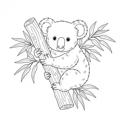 Koala Clinging to Eucalyptus Tree Branch (2)