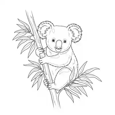Koala Clinging to Eucalyptus Tree Branch Scene (3)