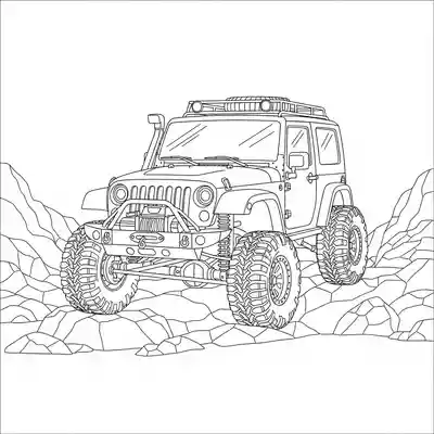 Off Road Jeep Illustration Coloring Page (1)