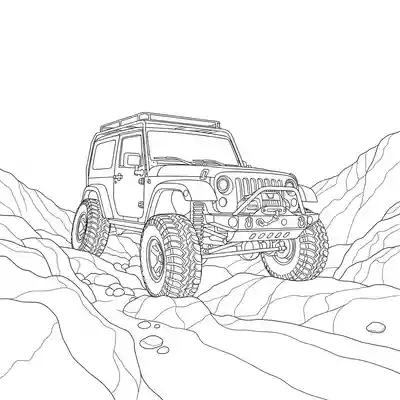 Off Road Jeep Illustration Coloring Page (2)