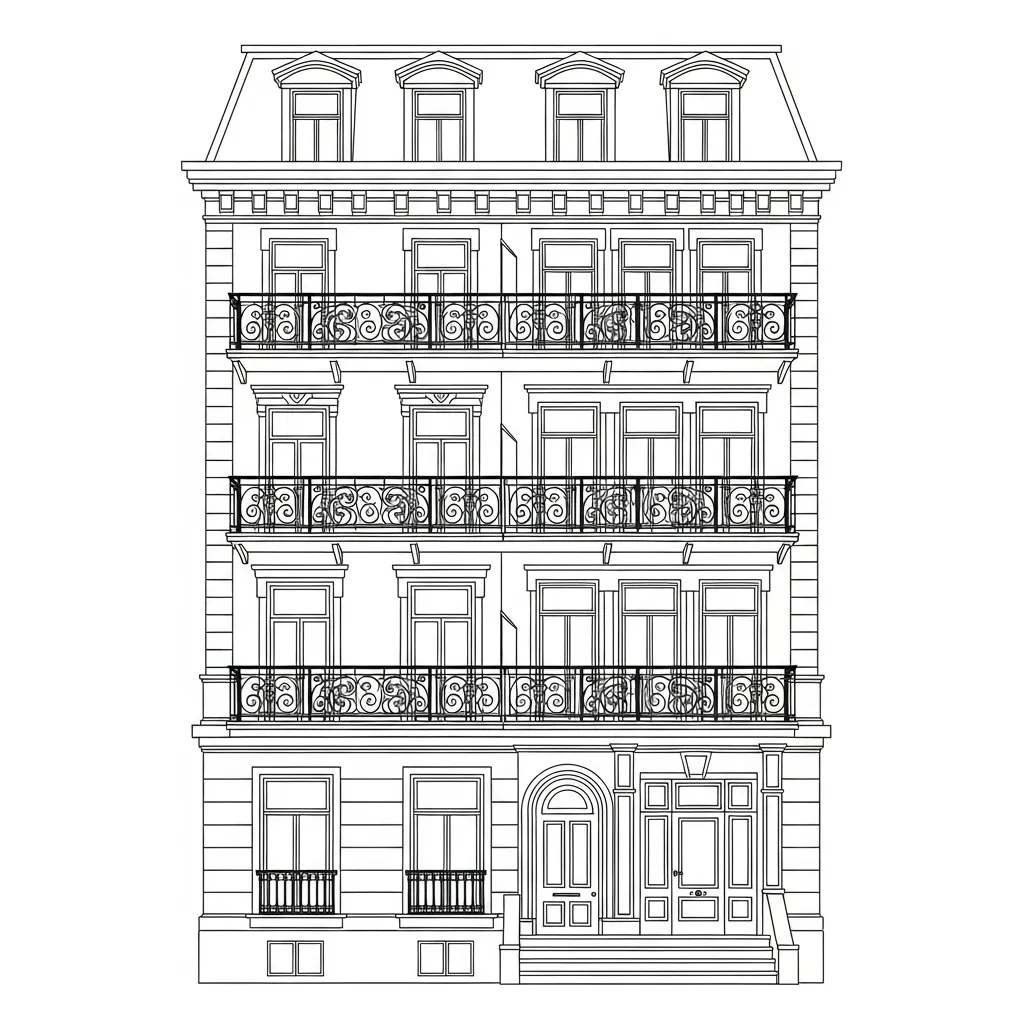 Old Townhouse Illustration Coloring Page (1)