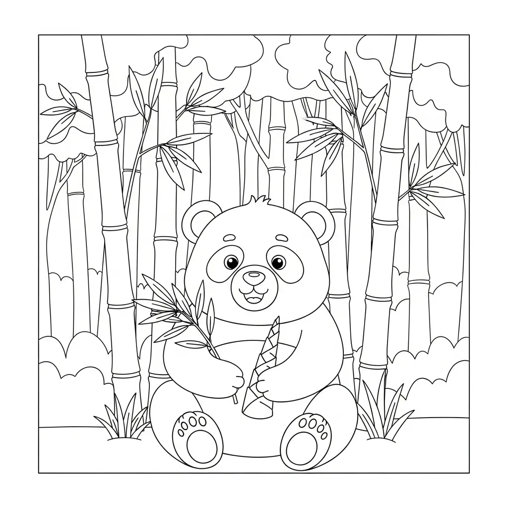 Panda Sitting in Lush Bamboo Forest (1)
