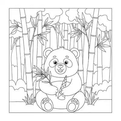 Panda Sitting in Lush Bamboo Forest (1)