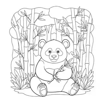 Panda Sitting in Lush Bamboo Forest (2)