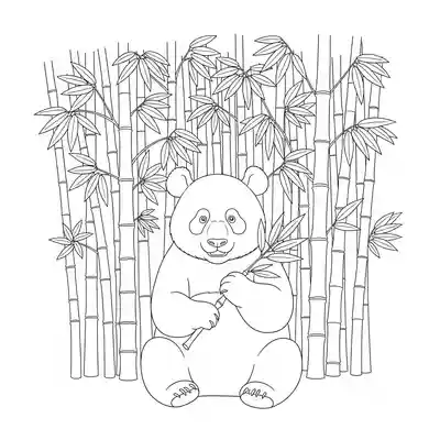Panda Sitting in Lush Bamboo Forest Scene (1)