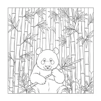 Panda Sitting in Lush Bamboo Forest Scene (2)