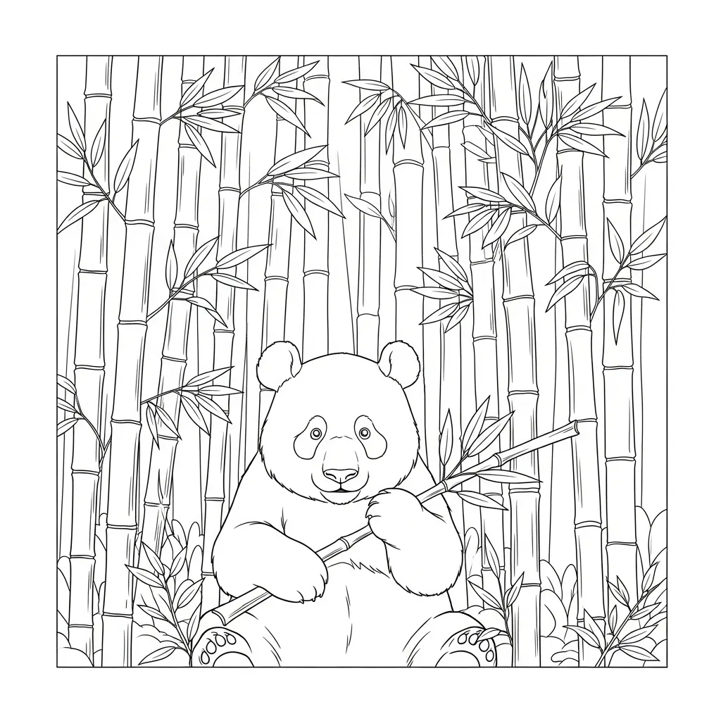 Panda Sitting in Lush Bamboo Forest Scene (2)