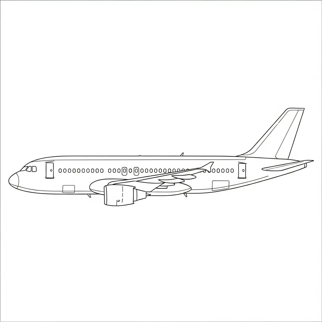 Passenger Airplane Line Art Coloring Page (1)