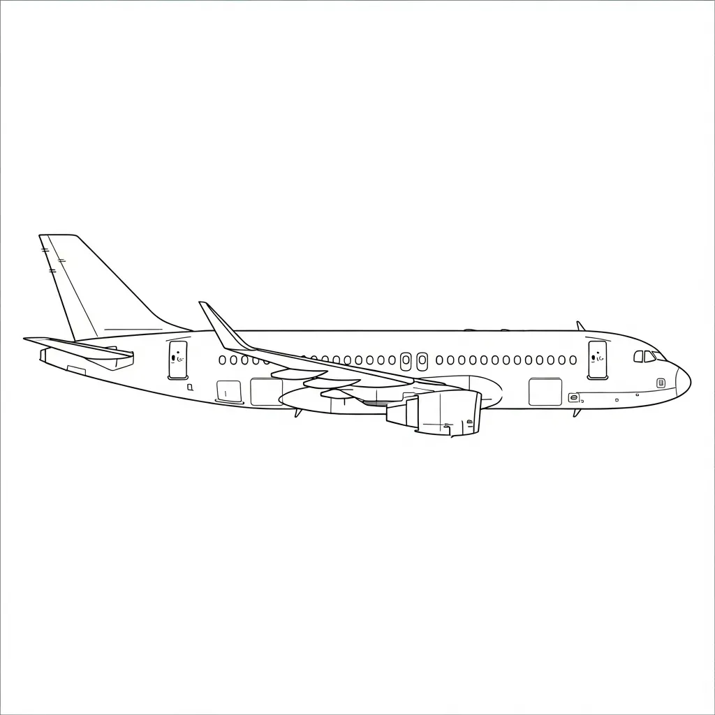 Passenger Airplane Line Art Coloring Page (2)