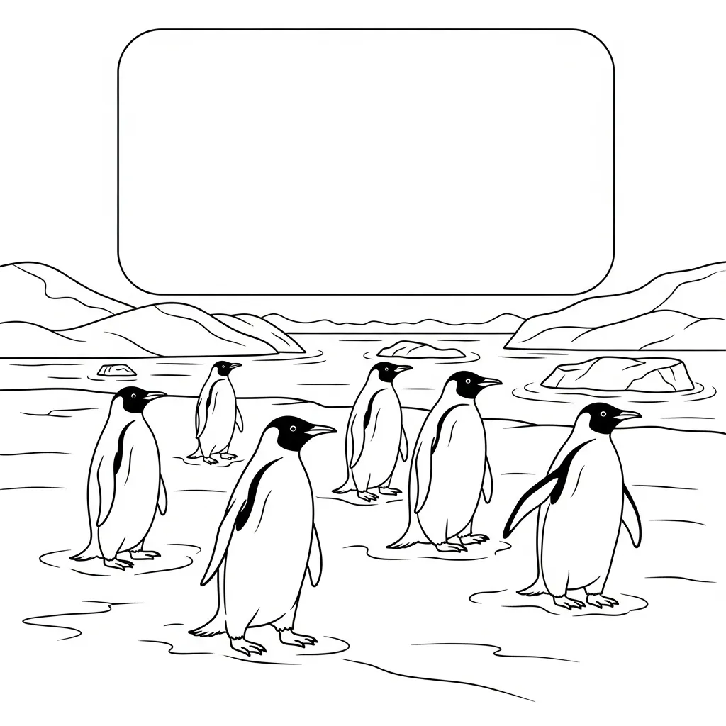 Penguin Family Walking on Icy Shoreline Together (1)