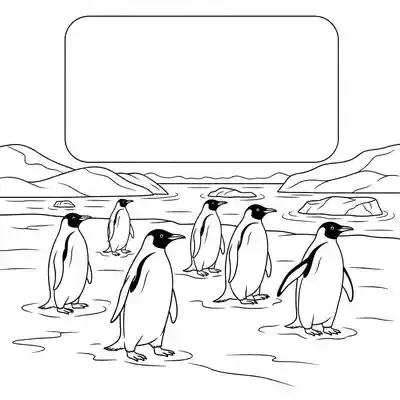Penguin Family Walking on Icy Shoreline Together (1)
