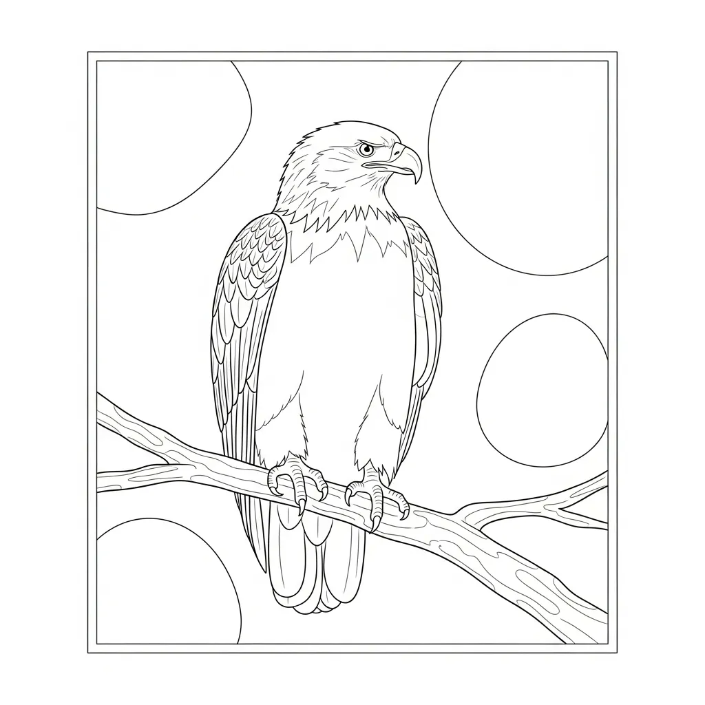 Perched Eagle Drawing Coloring Page (1)