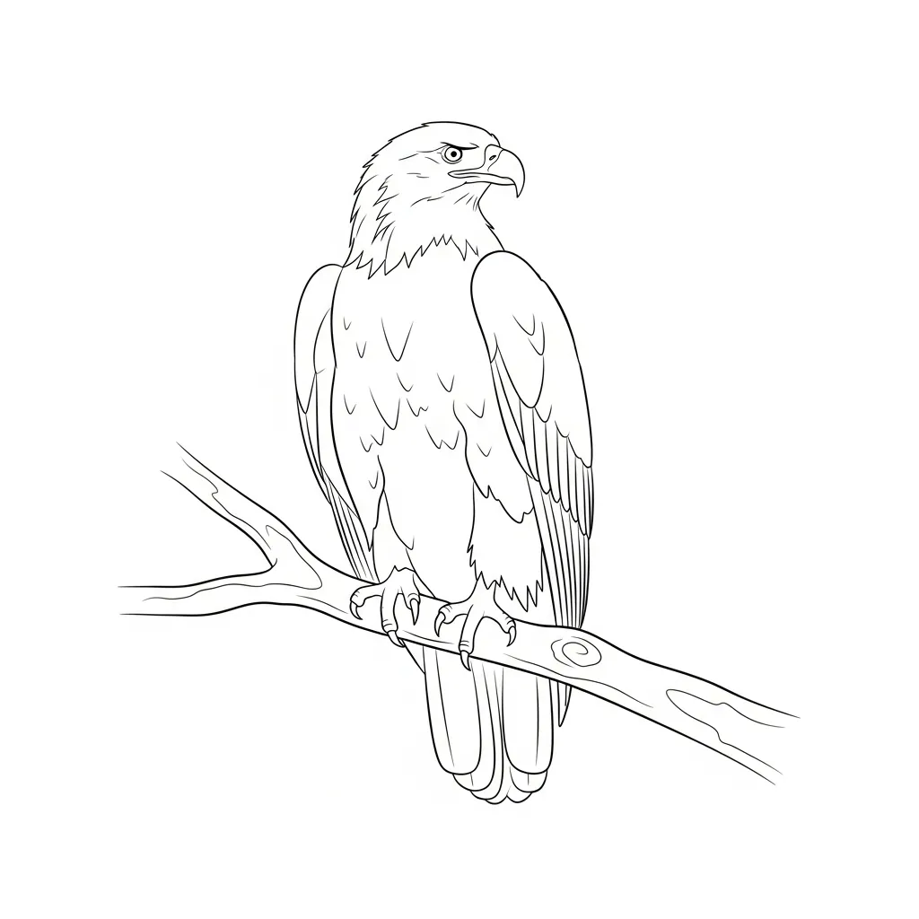 Perched Eagle Drawing Coloring Page (2)