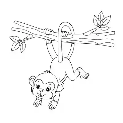 Playful Monkey Coloring Page for Kids (1)