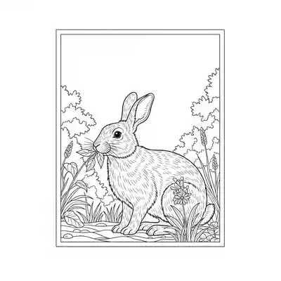 Rabbit Nibbling Near Forest Edge (1)