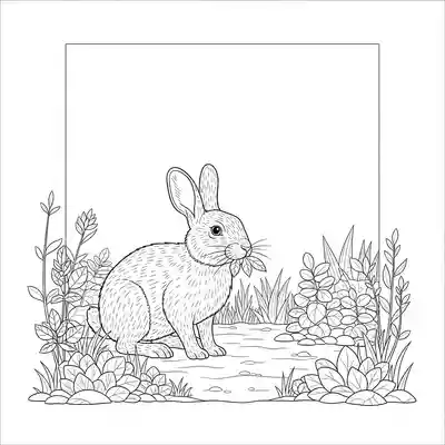 Rabbit Nibbling Near Forest Edge (2)