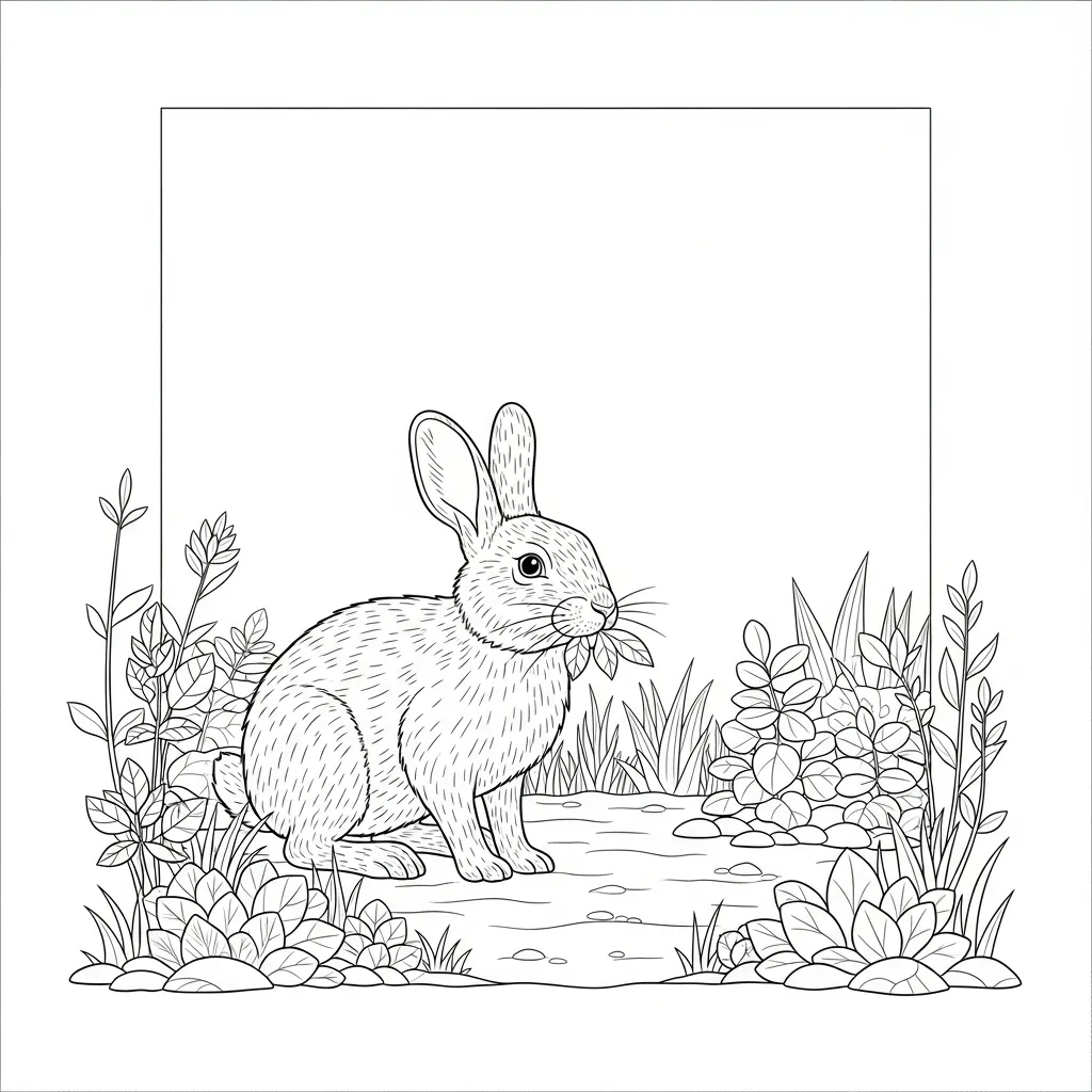 Rabbit Nibbling Near Forest Edge (2)