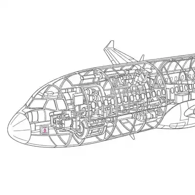 Realistic Airliner Cutaway Coloring Page (2)
