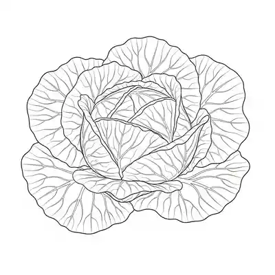 Realistic Cabbage Detailed Coloring Page (1)