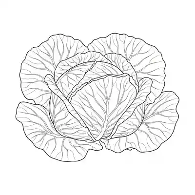 Realistic Cabbage Detailed Coloring Page (2)