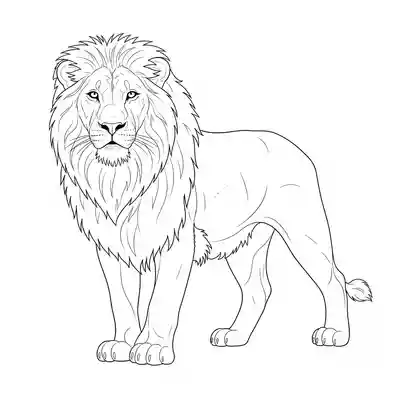 Realistic Lion Coloring Page for Kids (1)