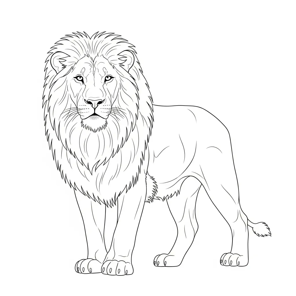 Realistic Lion Coloring Page for Kids (2)