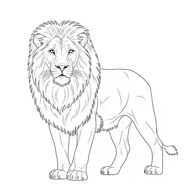 Realistic Lion Coloring Page for Kids (2)