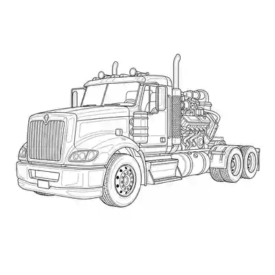 Realistic Truck Technical Coloring Page (2)