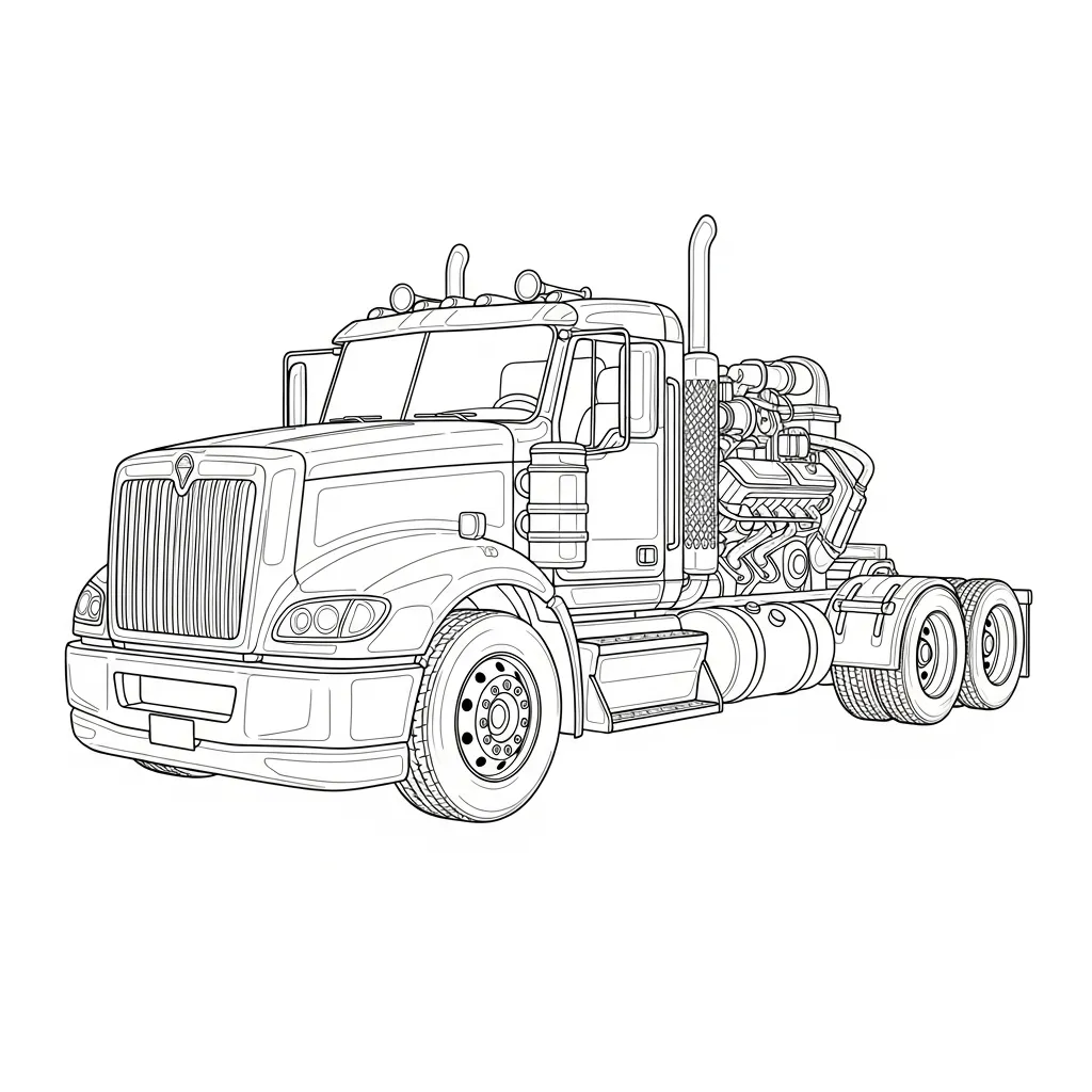 Realistic Truck Technical Coloring Page (2)