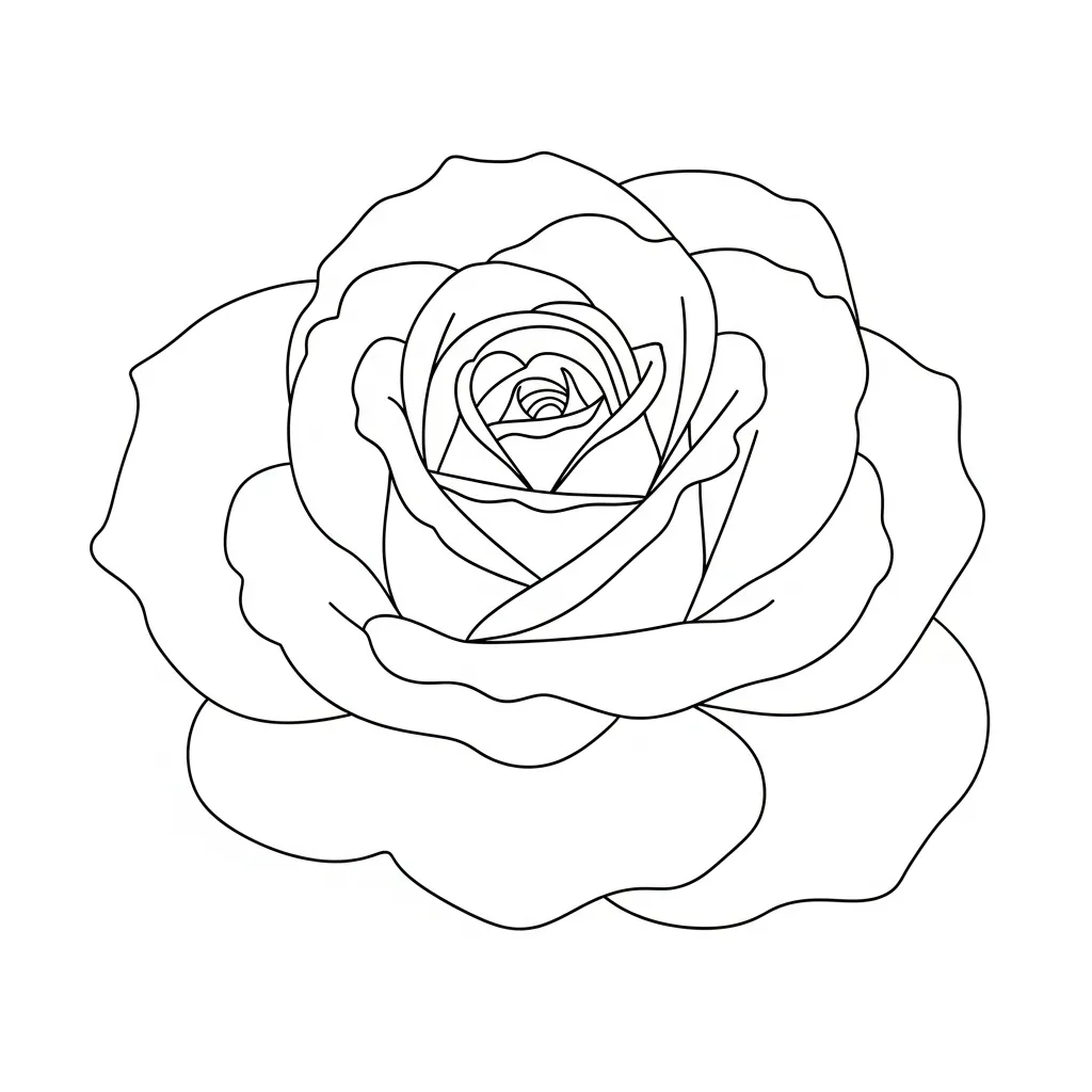 Rose Bloom Line Art Coloring Page (2)
