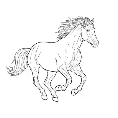 Running Horse Line Art Coloring Page (2)
