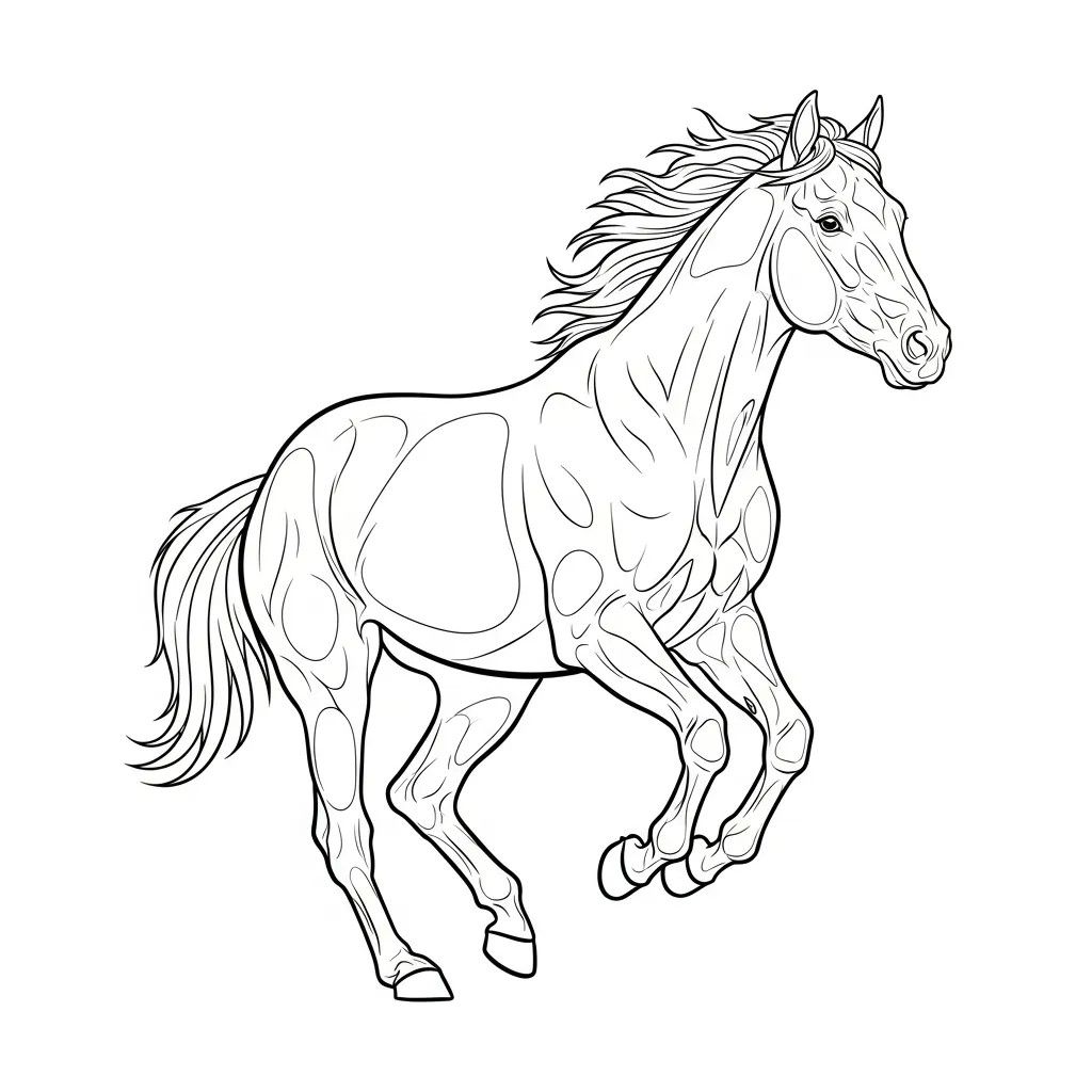 Running Horse Line Art Coloring Page (4)