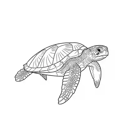 Sea Turtle Line Art Coloring Page (1)