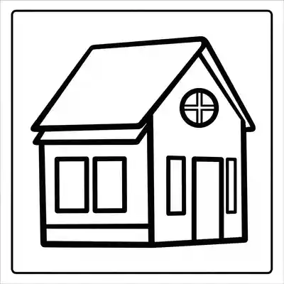Simple House Coloring Page for Kids (2)