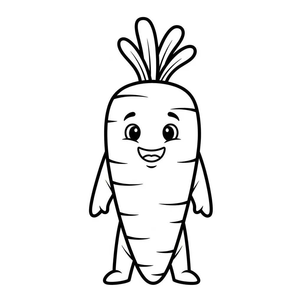Smiling Carrot Coloring Page for Kids (2)