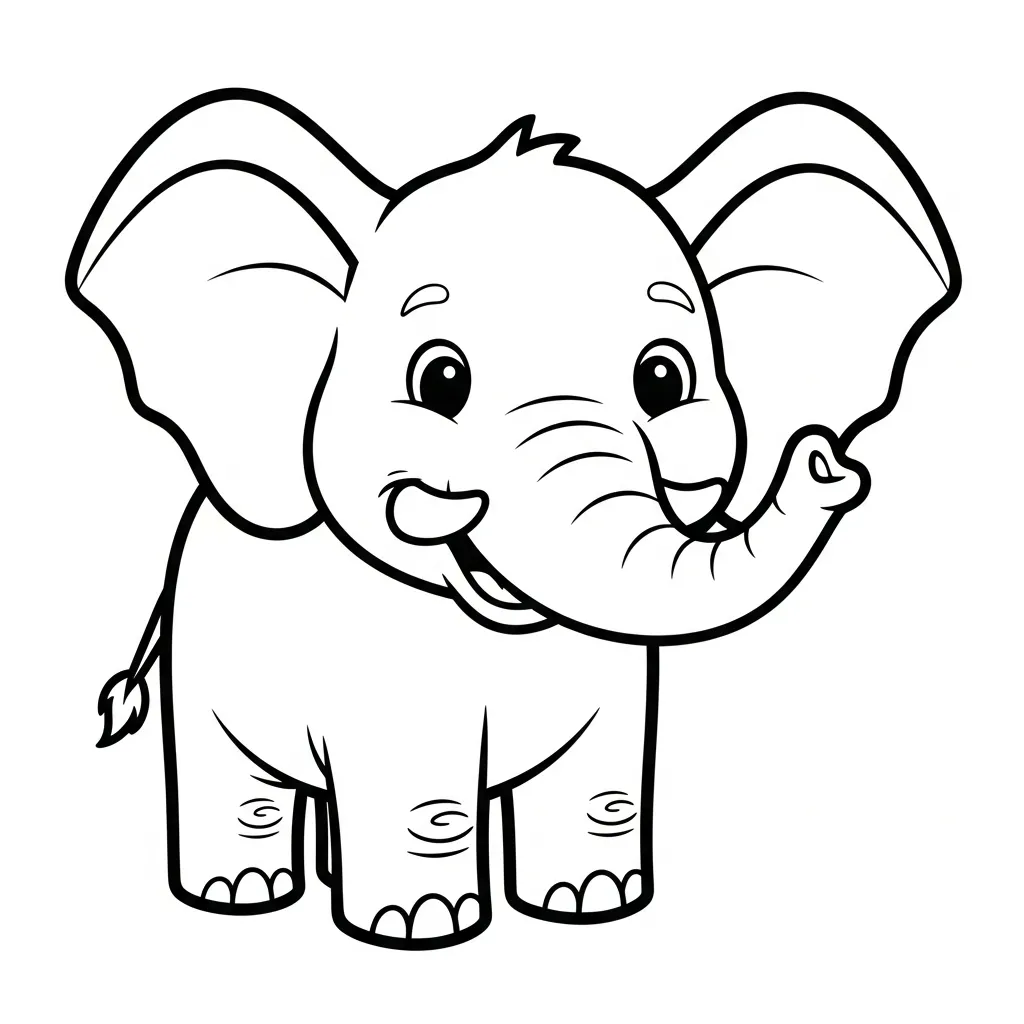 Smiling Elephant Coloring Page for Kids (1)