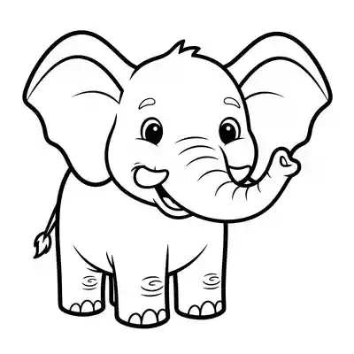 Smiling Elephant Coloring Page for Kids (1)