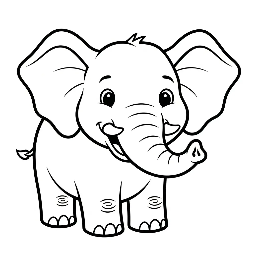 Smiling Elephant Coloring Page for Kids (2)