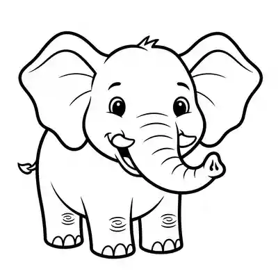Smiling Elephant Coloring Page for Kids (2)
