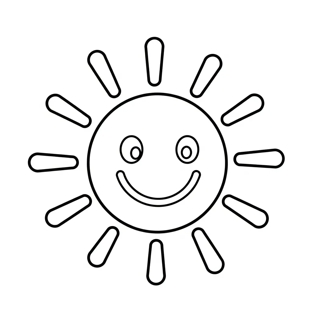 Smiling Sun Coloring Page for Kids (1)