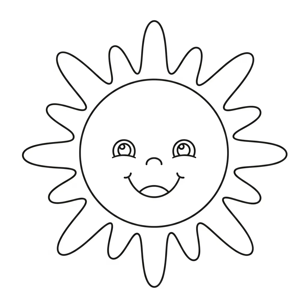 Smiling Sun Coloring Page for Kids (2)