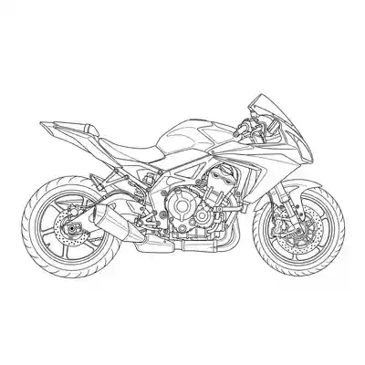 Sport Motorcycle Line Art Coloring Page (1)